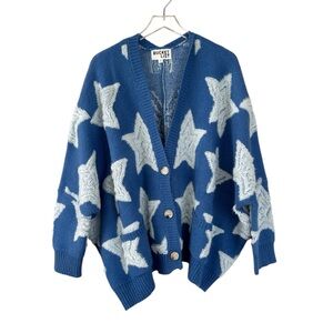 BUCKETLIST Blue Star Patterned Cardigan